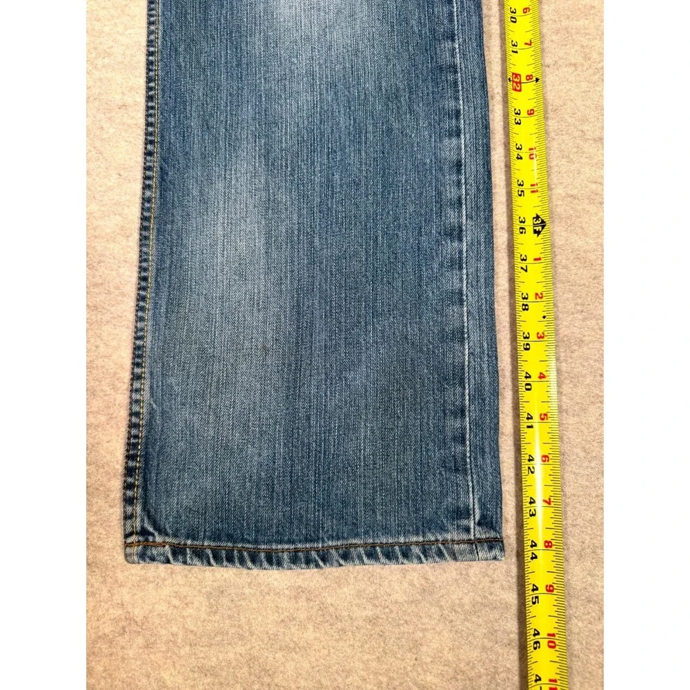 Levis 501 Jeans Mens 36x34 Blue Distressed Denim Cotton Button Fly Straight Leg